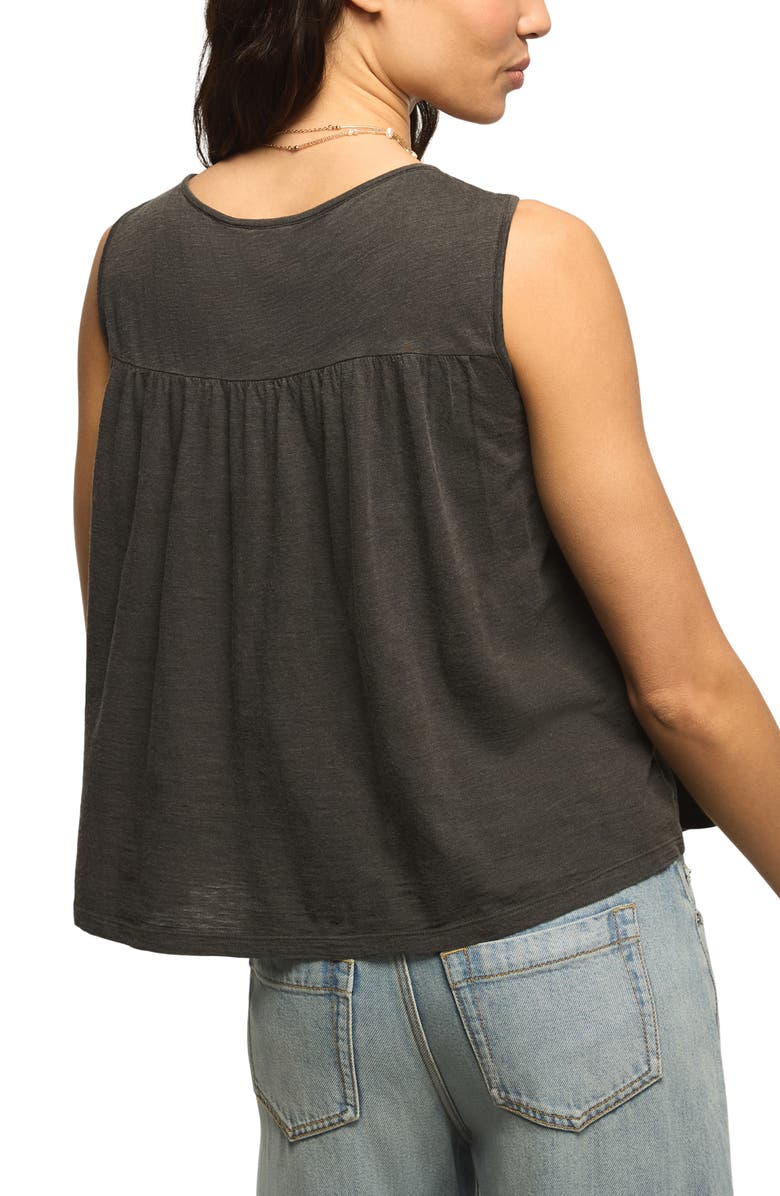 Lucky Brand Lace Trim Sleeveless Cotton Blend Top, Alternate, color, Raven