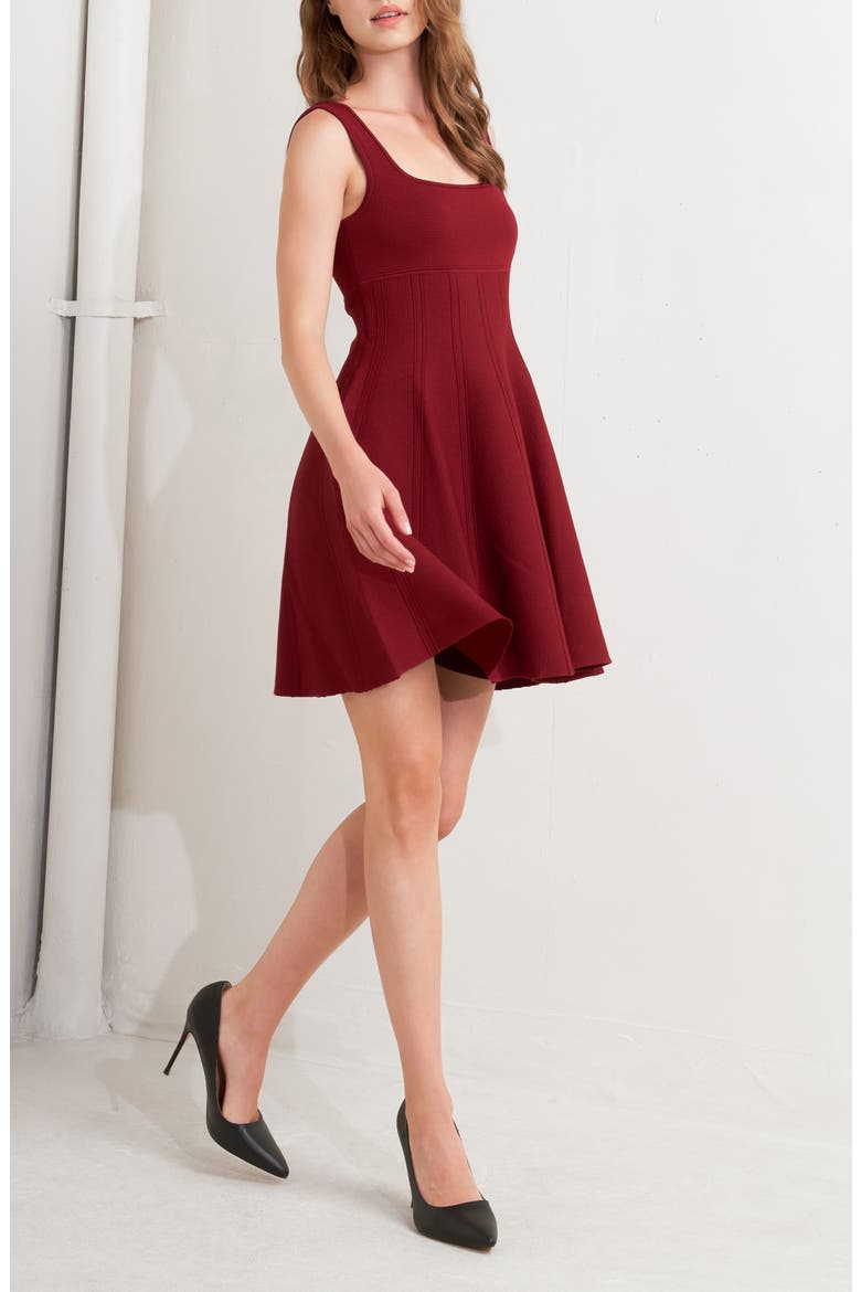 Knit Skater Minidress, Alternate, color, BURGUNDY
