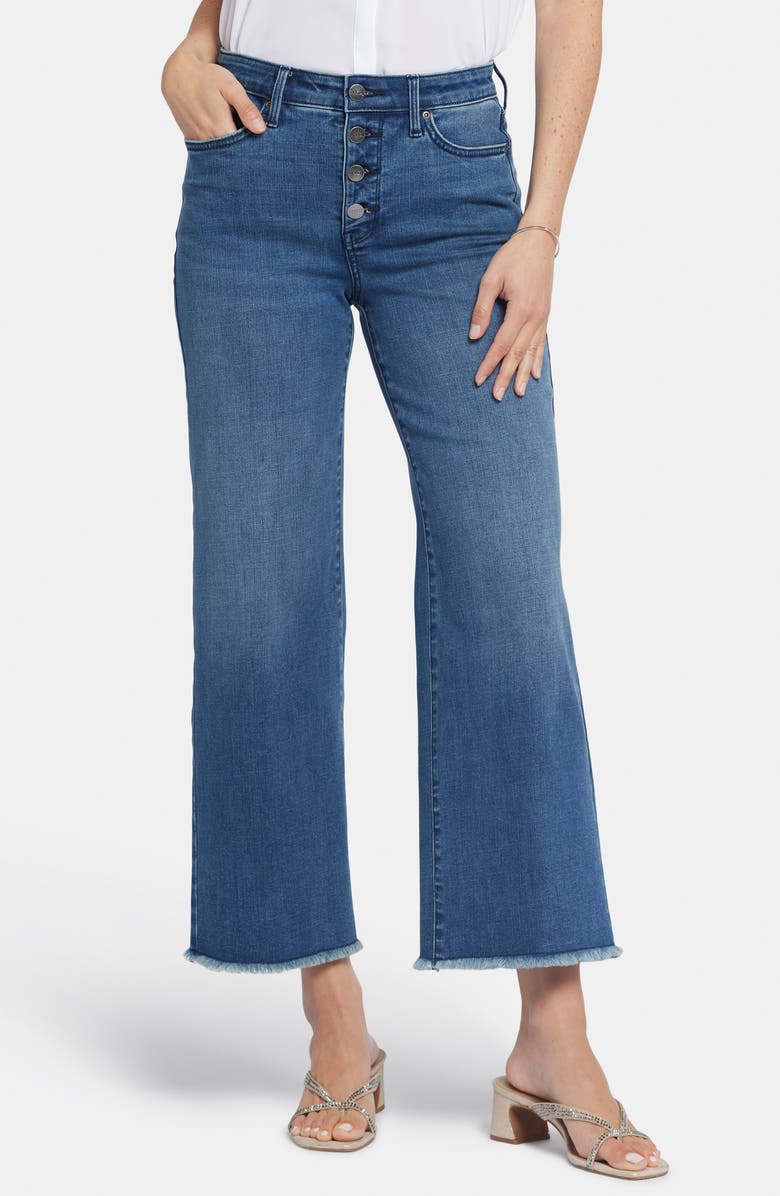 NYDJ Teresa Exposed Button Frayed Ankle Wide Leg Jeans, Main, color,