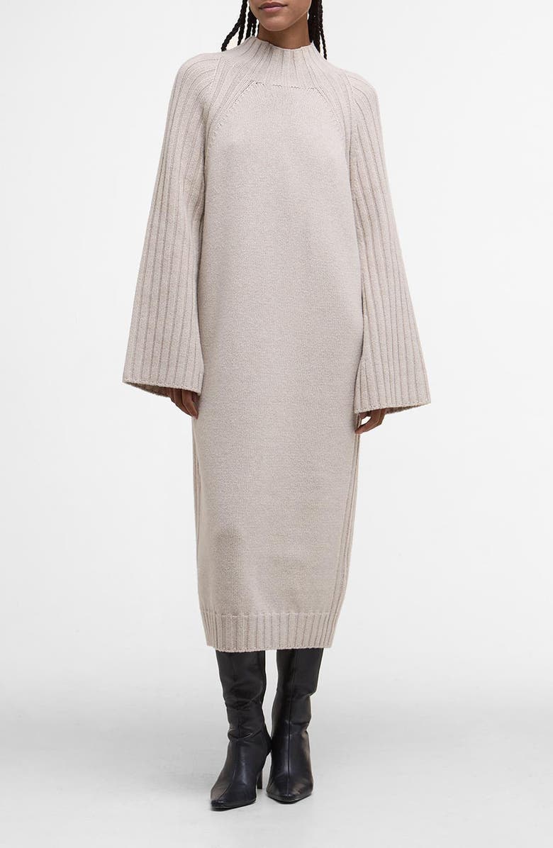 Vera Funnel Neck Long Sleeve Cotton Blend Midi Sweater Dress