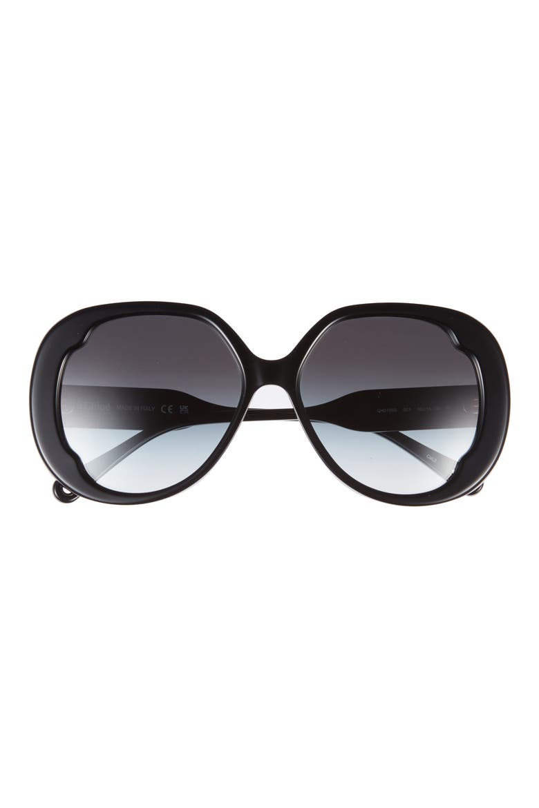 56mm Round Sunglasses, Main, color, BLACK BLACK GREY