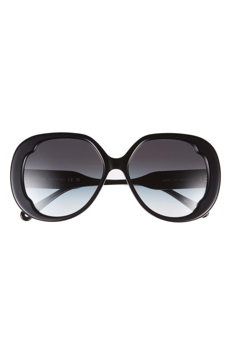 Chloé 56mm Round Sunglasses, Main, color, Black Black Grey