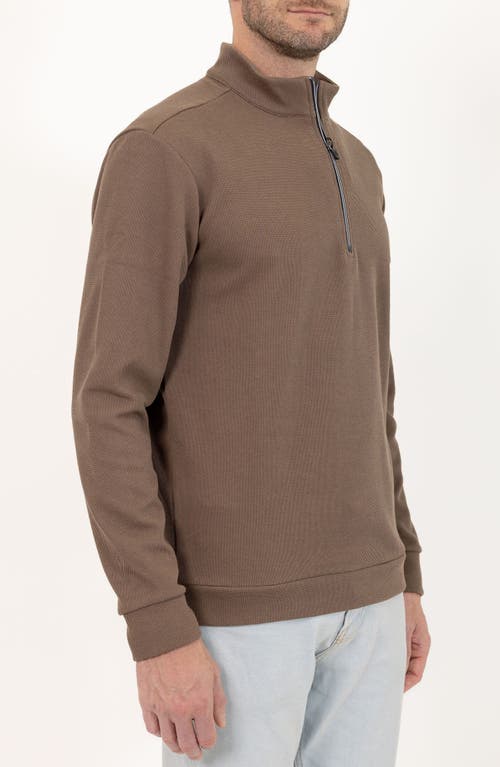 Pino By Pinoporte Casual Quarter Zip Pullover Sweater In Brown