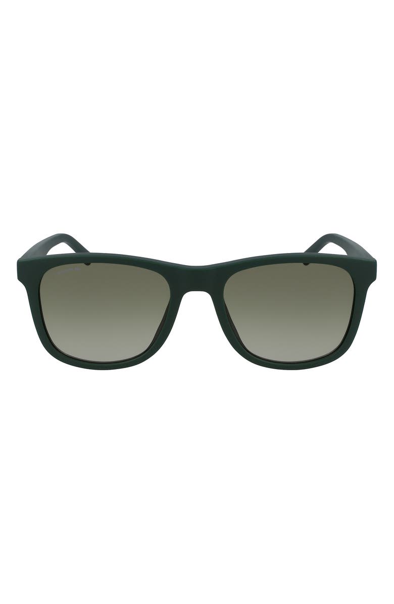 Lacoste 53mm Square Sunglasses, Main, color, Matte Green