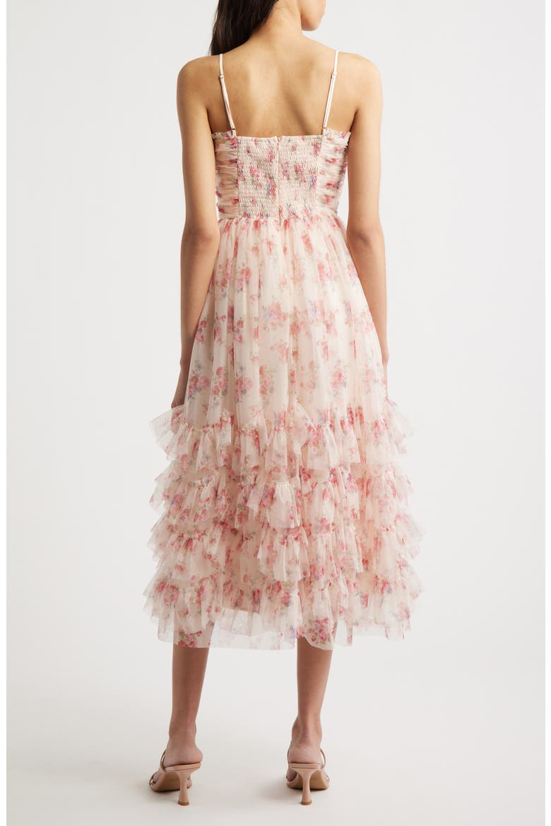 Irina Floral Ruffle Fit & Flare Midi Dress, Alternate, color, PINK FLORAL