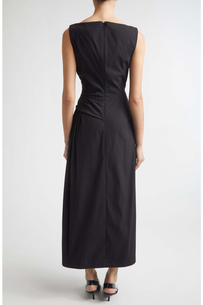 Ruched Cotton Blend Stretch Poplin Dress, Alternate, color, BLACK