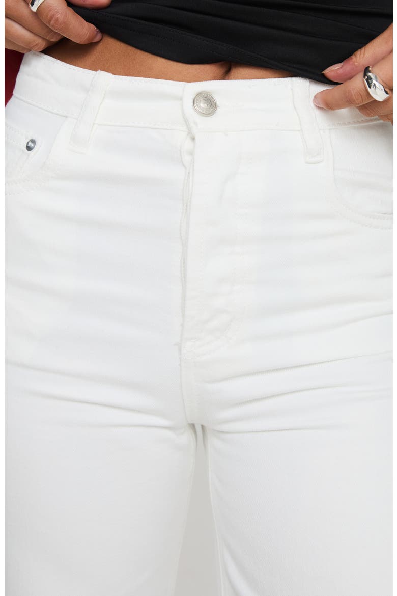 Fawcett Raw Hem High Waist Straight Leg Jeans, Alternate, color, WHITE