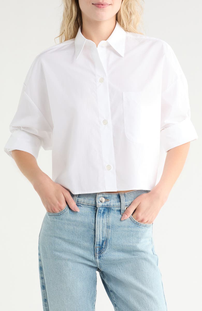 TWP Next Ex Crop Cotton Button-Up Shirt, Main, color,