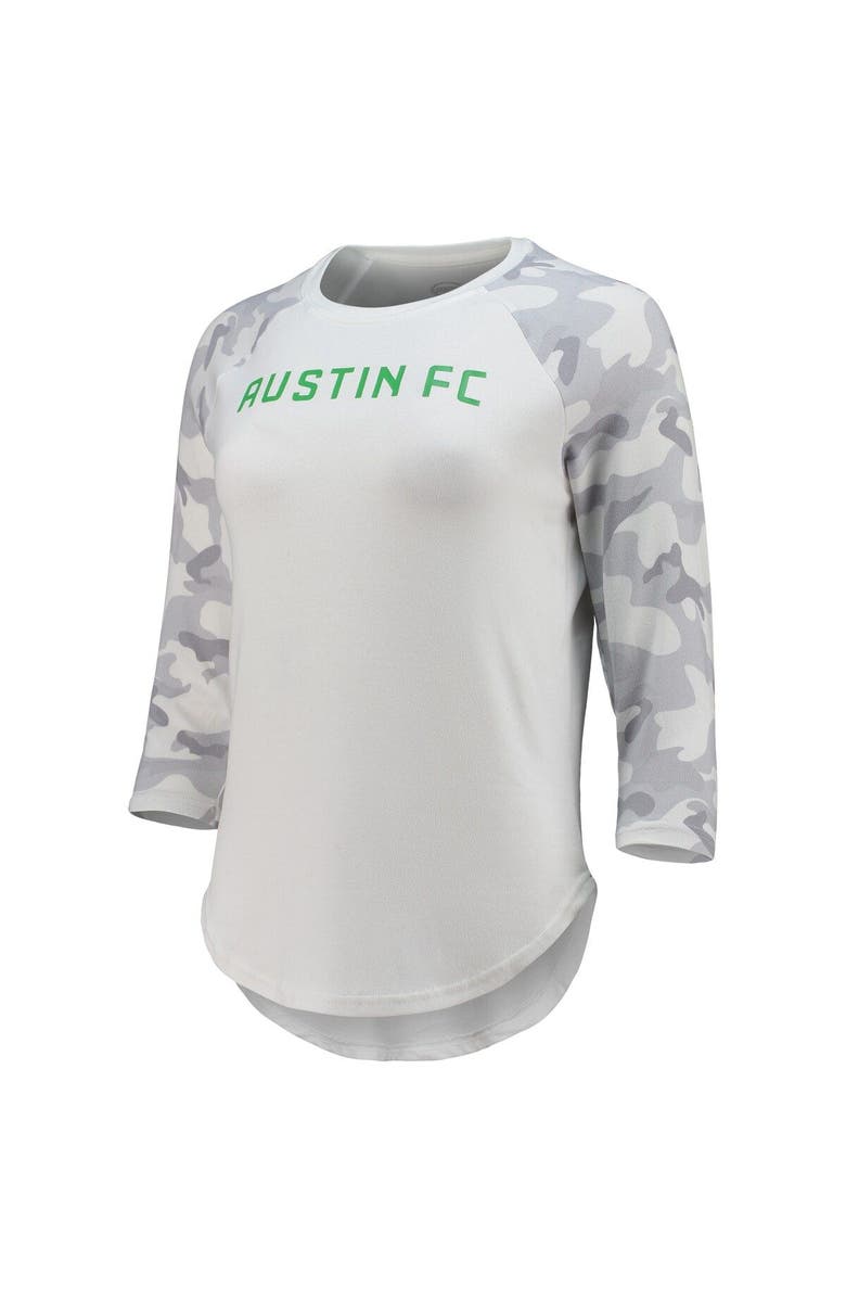 CONCEPTS SPORT Women's Concepts Sport White/Gray Austin FC Composite 3/4-Sleeve Raglan Top, Alternate, color, 