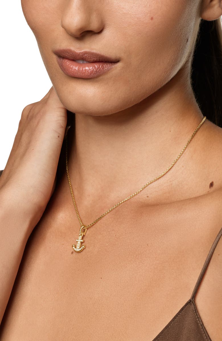 David Yurman Anchor Amulet in 18K Gold with Diamonds, 14.5mm, Alternate, color, Gold