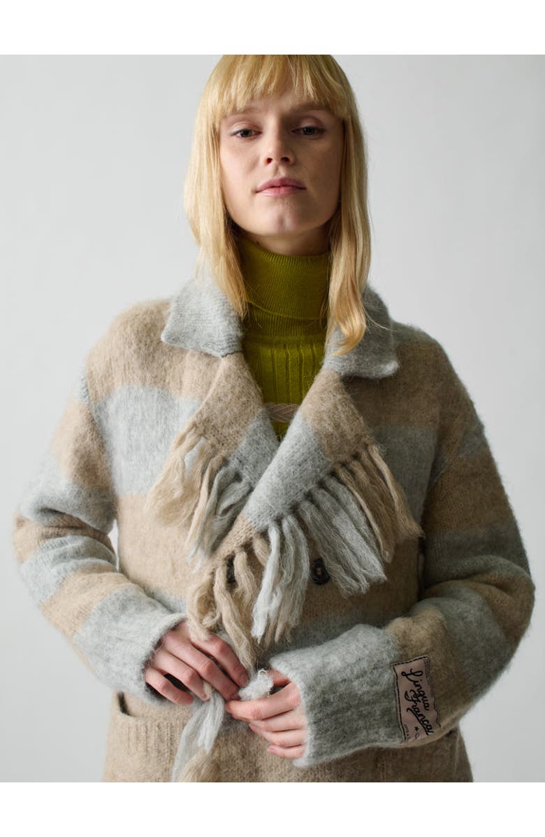 Lingua Franca Striped Mavis Fringe Coat, Alternate, color, 