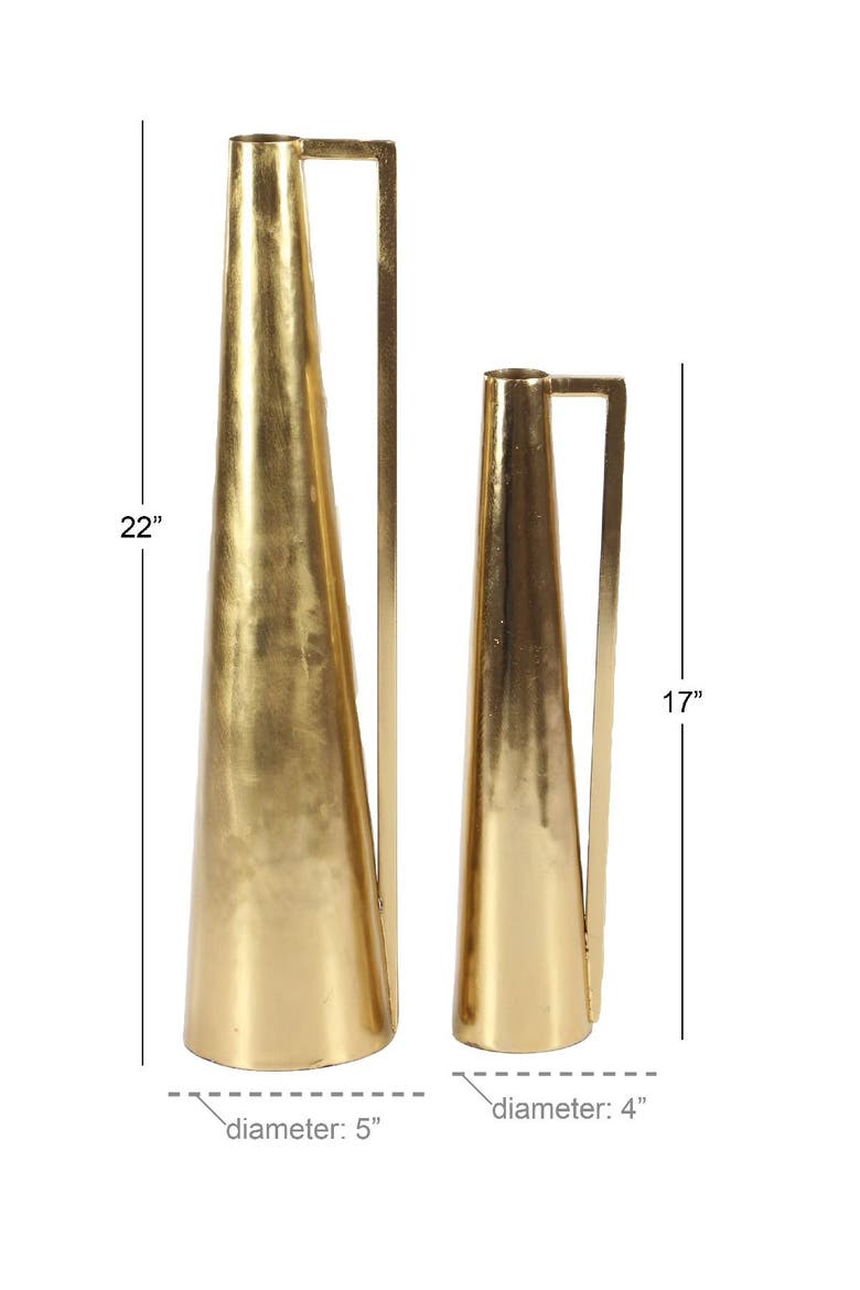 Goldtone Metal Vase with Handles - Set of 2, Alternate, color, GOLD