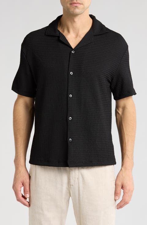 Textured Short Sleeve Camp Shirt