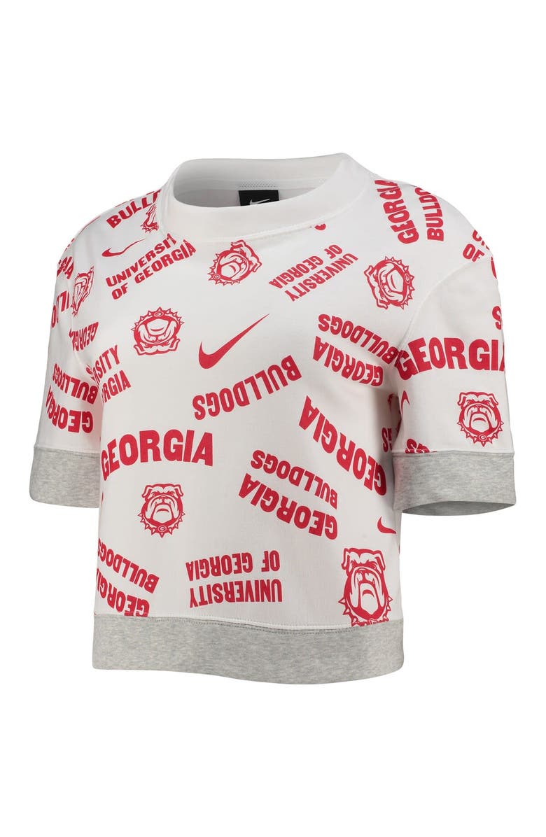 Nike Women's Nike White/Heathered Gray Georgia Bulldogs Allover Print Trend Cropped Tri-Blend T-Shirt, Alternate, color, 