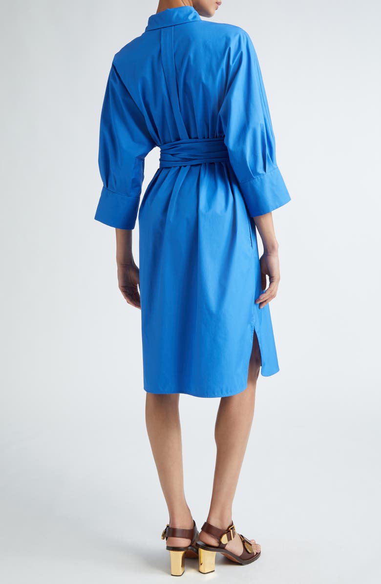 Max Mara Tabata Belted Cotton Shirtdress, Alternate, color, Cornflower Blue