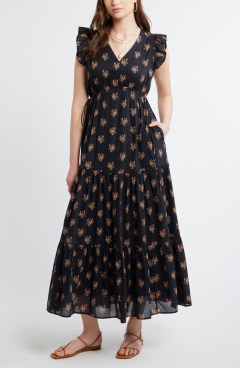 Floral Print Cotton Midi Dress