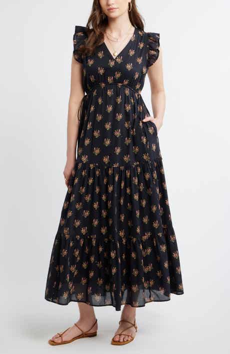 Floral Print Cotton Midi Dress