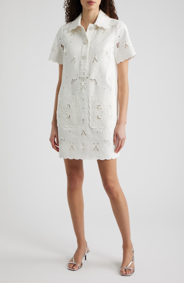 Elie Tahari The Marianna Embroidered Cotton Shirtdress, Main, color,