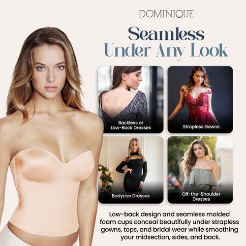 Dominique Intimates Ariel Low Back Hidden Underwire Convertible Strapless Longline Bra In White