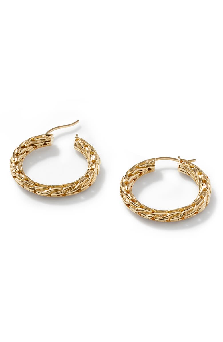 John Hardy Carved Chain Hoop Earrings, Gold, 26mm, Alternate, color, Gold