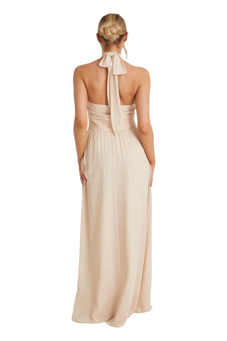 Halter Neck Chiffon Bridesmaid Dress, Alternate, color, Cream