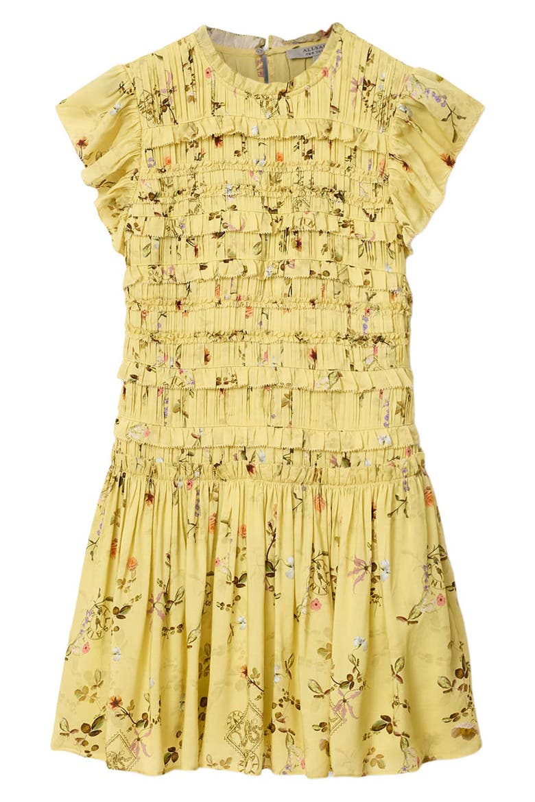 Lauren Floral Smock Bodice Minidress, Alternate, color, CARMEL PALE YELLOW