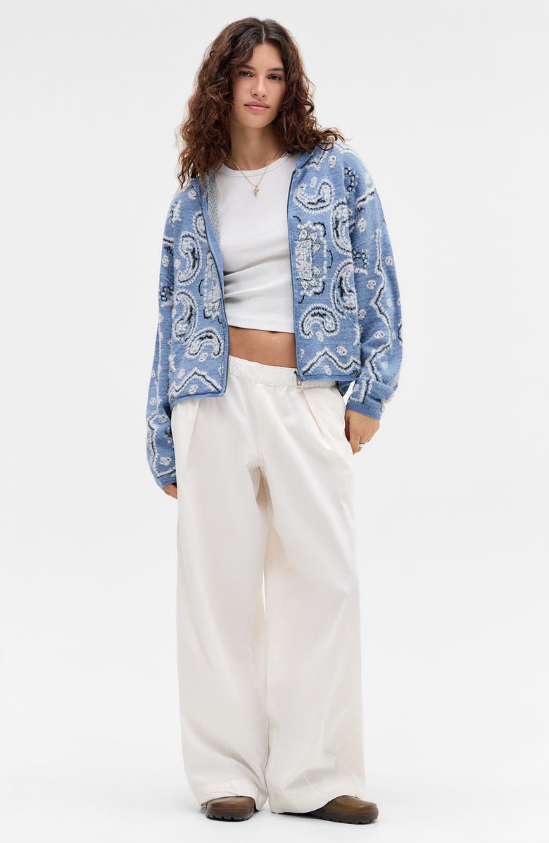 BDG Urban Outfitters Bandana Jacquard Zip-Up Hoodie, Alternate, color, Blue