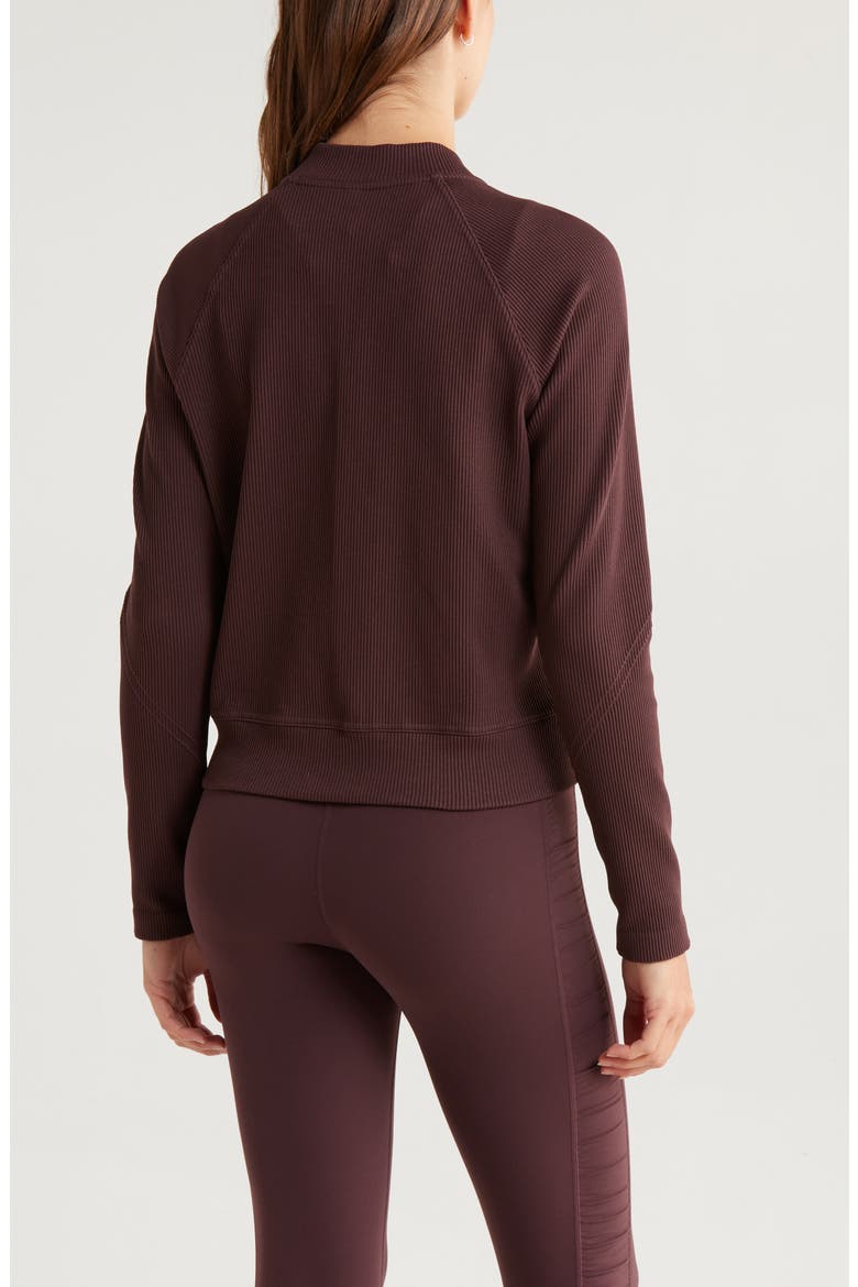 Seamless Mixed Media Bomber Jacket, Alternate, color, BURGUNDY FUDGE