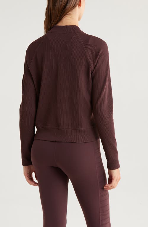 Zella Seamless Mixed Media Bomber Jacket In Burgundy