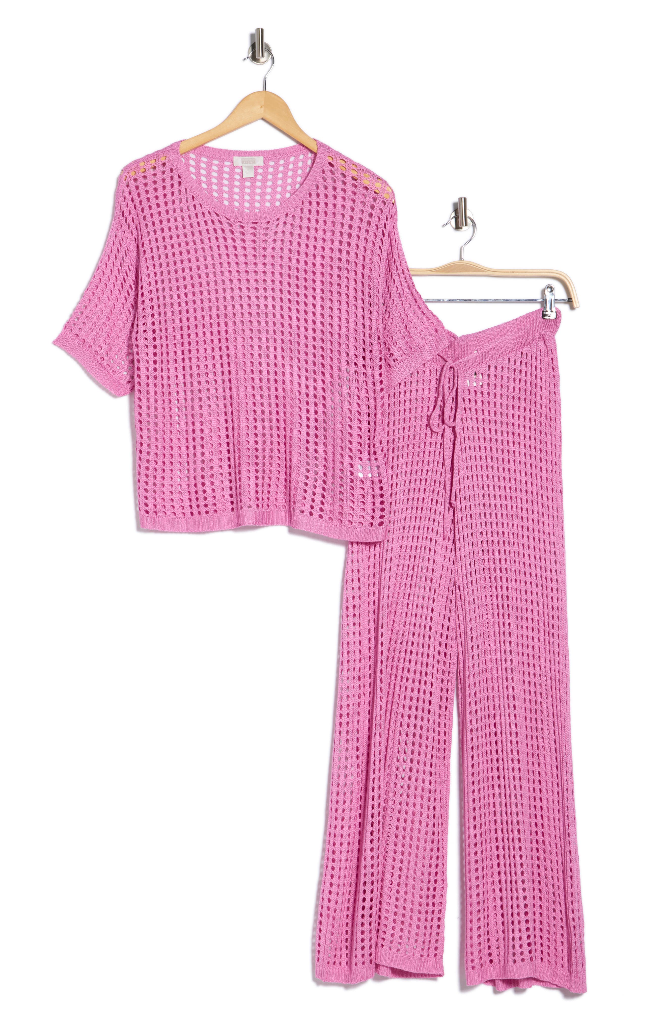 Open Knit Cover-Up Top & Pants Set - image 5