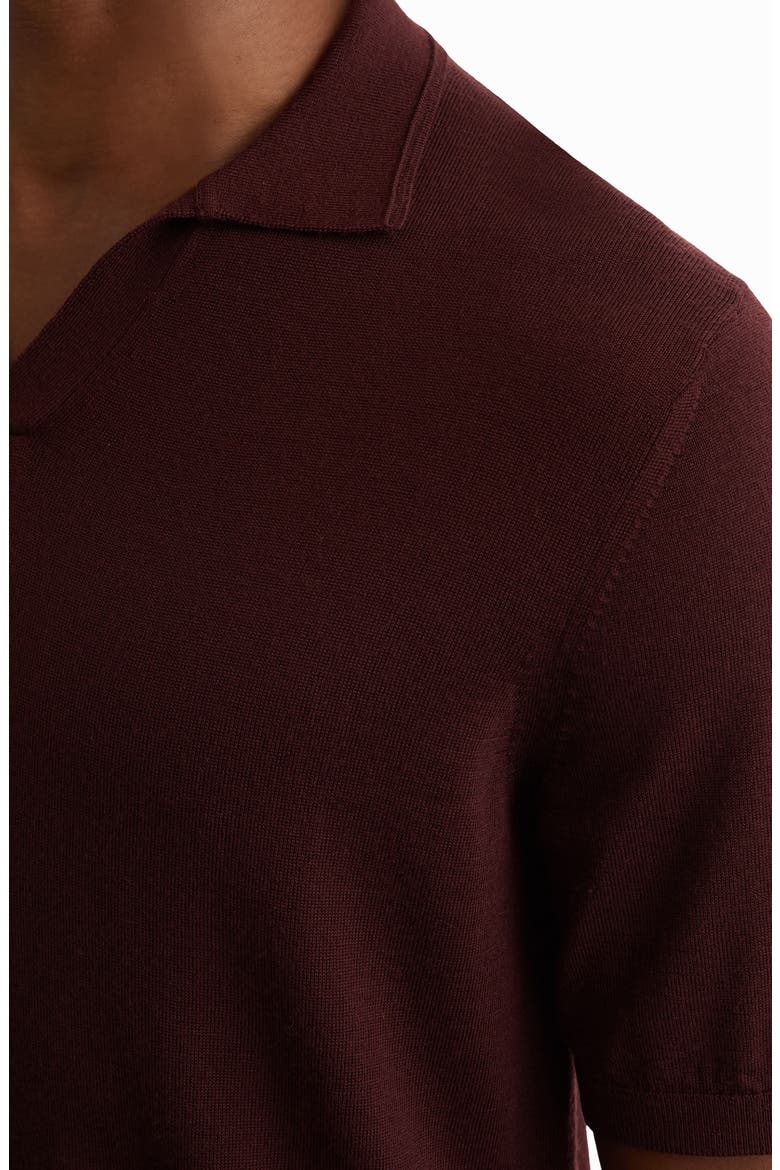 Duchie Short Sleeve Wool Polo Sweater, Alternate, color, PORT RED