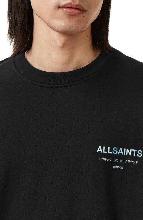 Allsaints Organic Cotton Underground Sweatshirt In Jet Black/blue