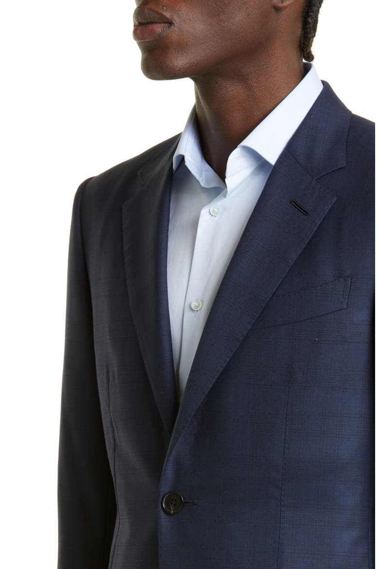 Prince of Wales Plaid Centoventimila Wool Suit, Alternate, color, NAVY