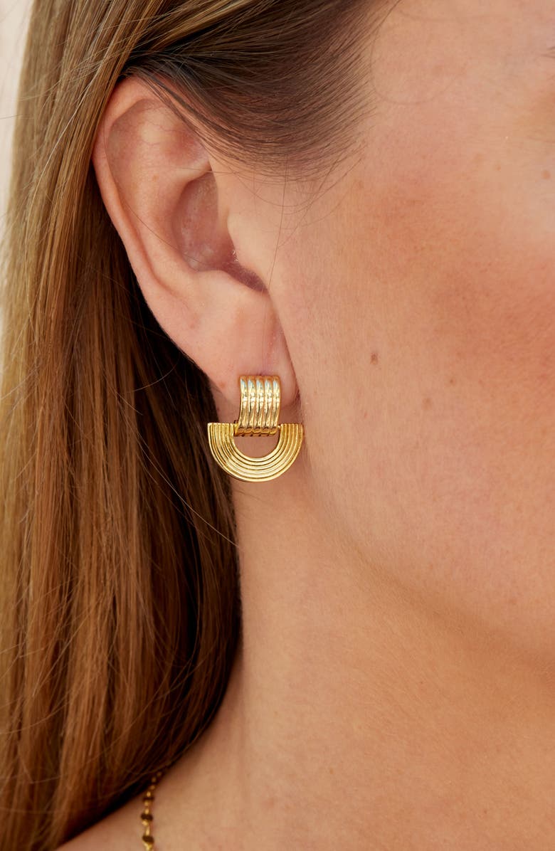 SAVVY CIE JEWELS Textured Drop Earrings, Alternate, color, Gold