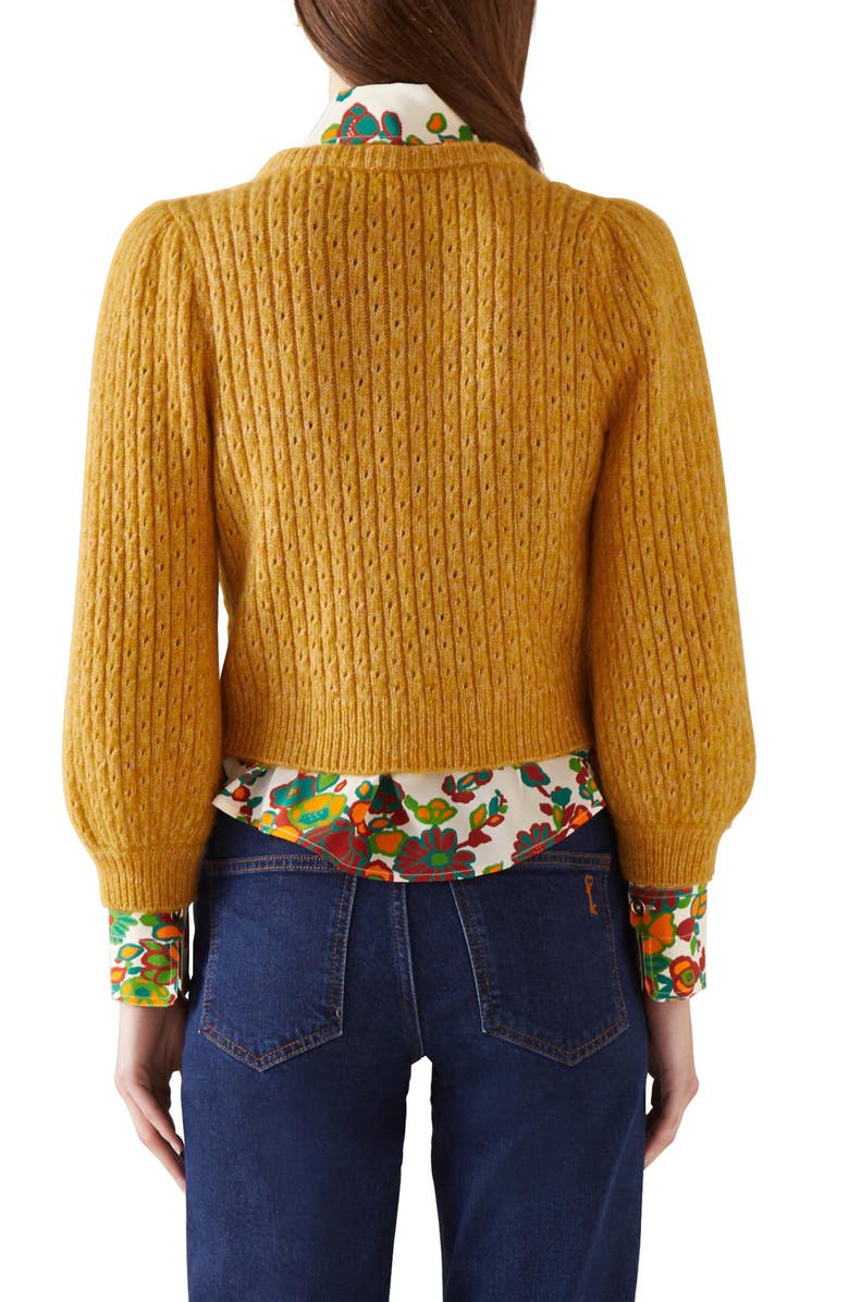 LK Bennett Nora Pointelle Crop Cardigan, Alternate, color,