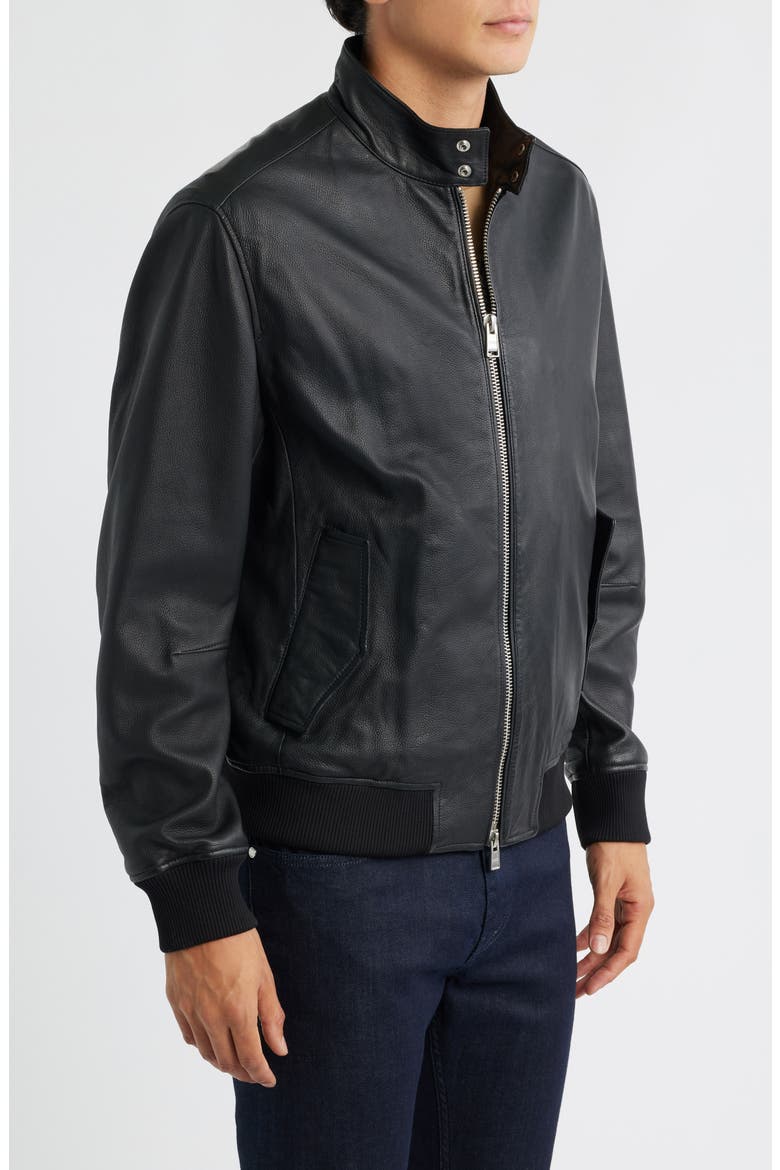 Monier Black Leather Zip Jacket, Alternate, color, BLACK