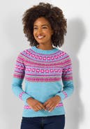 Joe Browns Fair Isle Rib Trim Crewneck Pullover