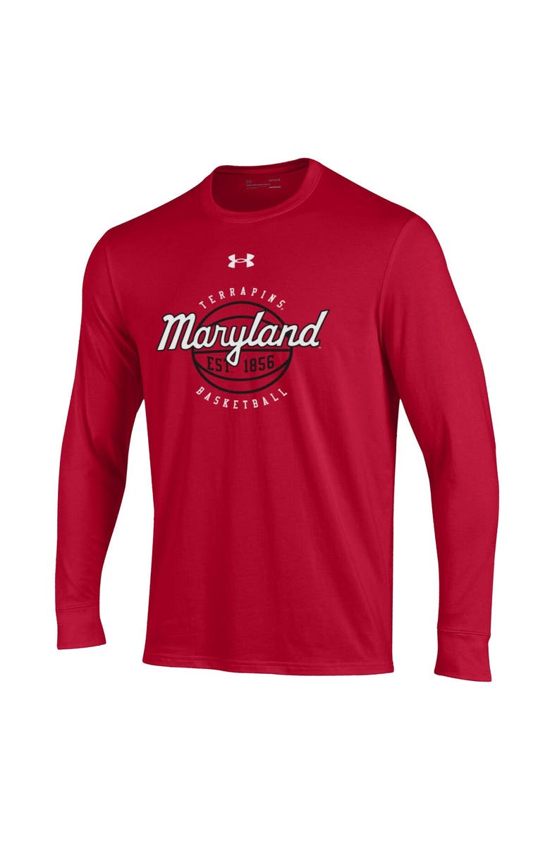 Under Armour Men's Under Armour  Red Maryland Terrapins Throwback Basketball Performance Cotton Long Sleeve T-Shirt, Alternate, color, 