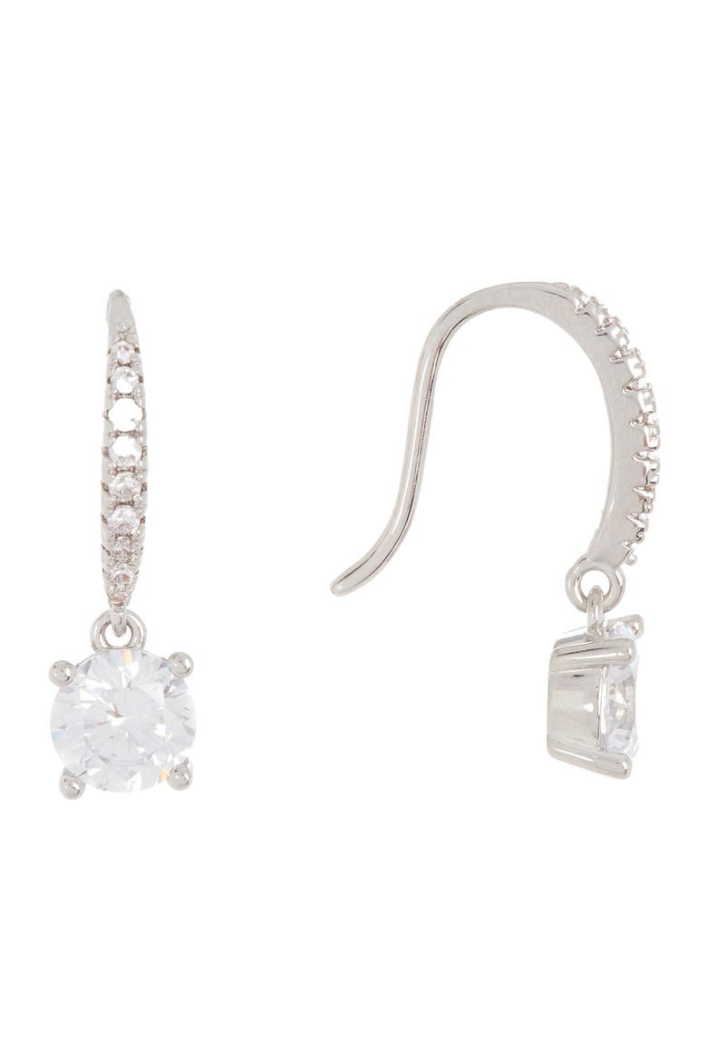 Delicate Round Euro Drop Earrings, Main, color, CLEAR- SILVER