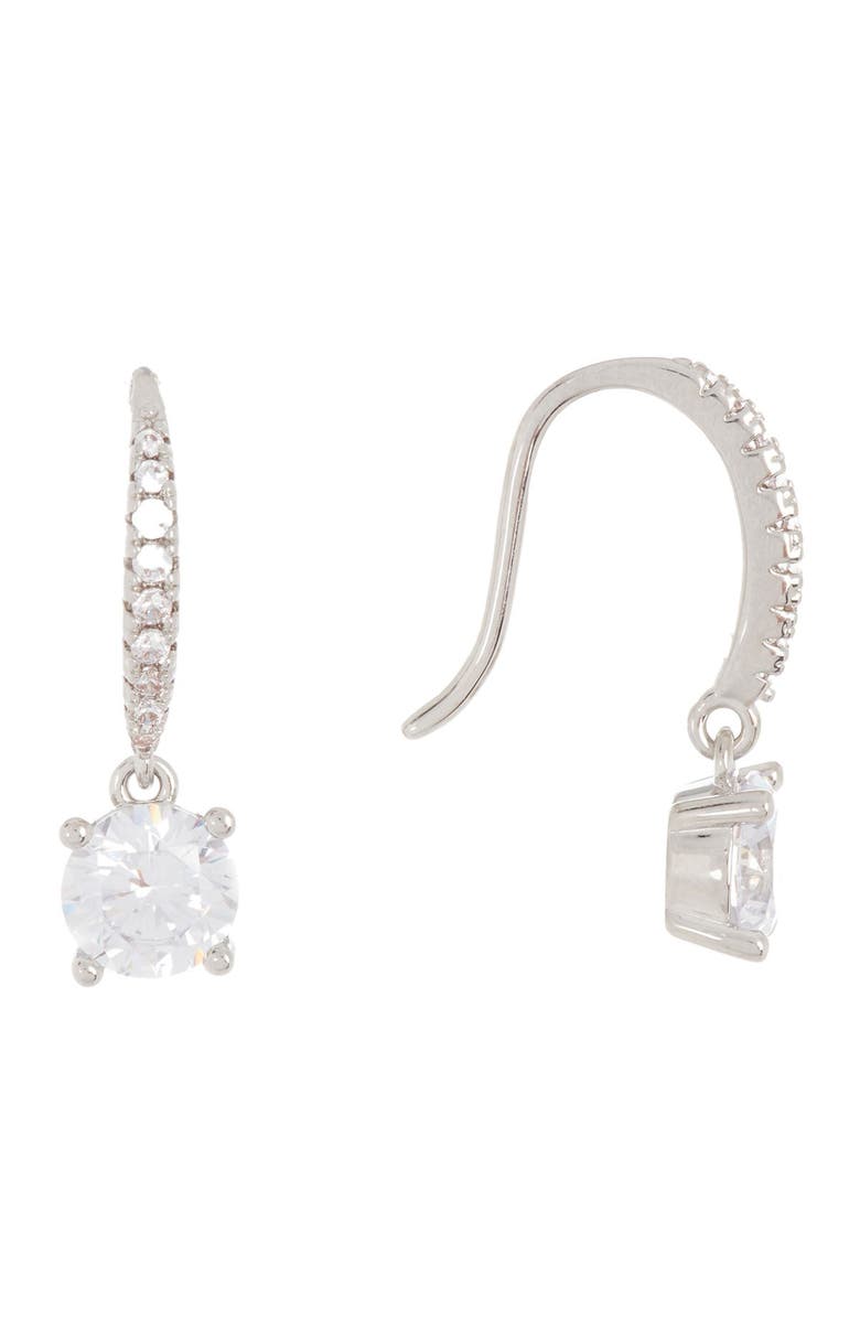 NORDSTROM RACK Delicate Round Euro Drop Earrings, Main, color, Clear- Silver