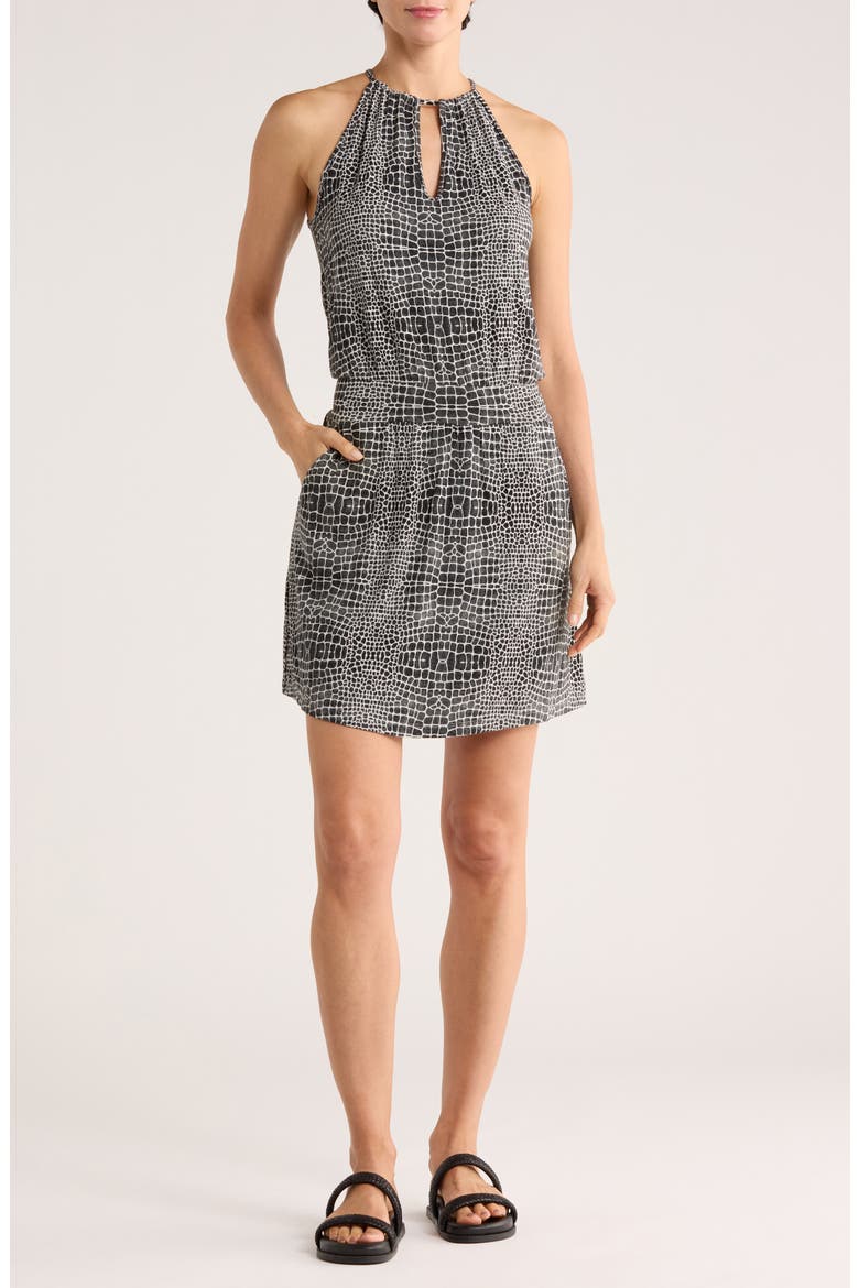 Halter Neck Keyhole Minidress, Main, color, HEATHER CROC