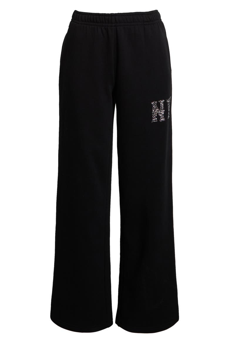 Rhinestone Baggy Sweatpants, Alternate, color, BLACK