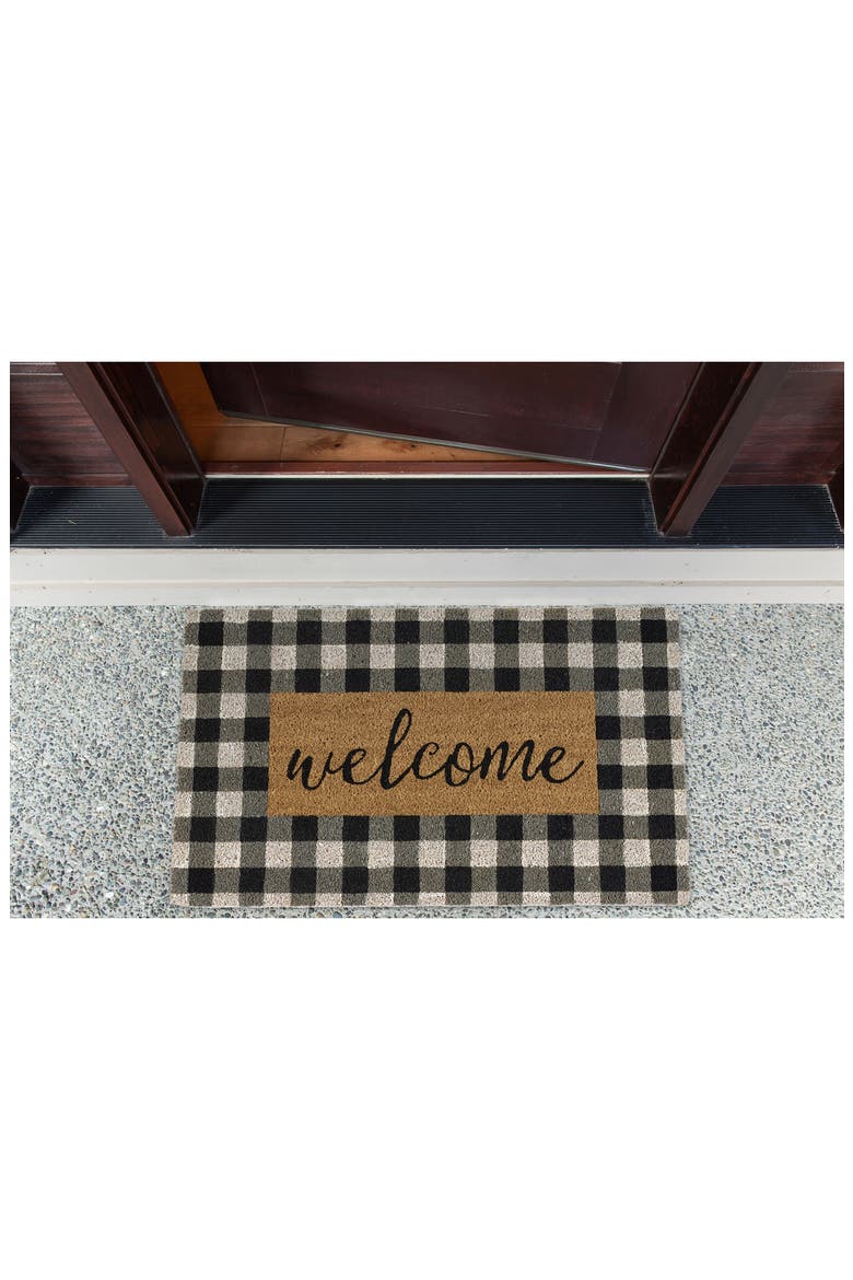 Checkers Welcome Doormat, Alternate, color, BLACK/ WHITE/ NATURAL