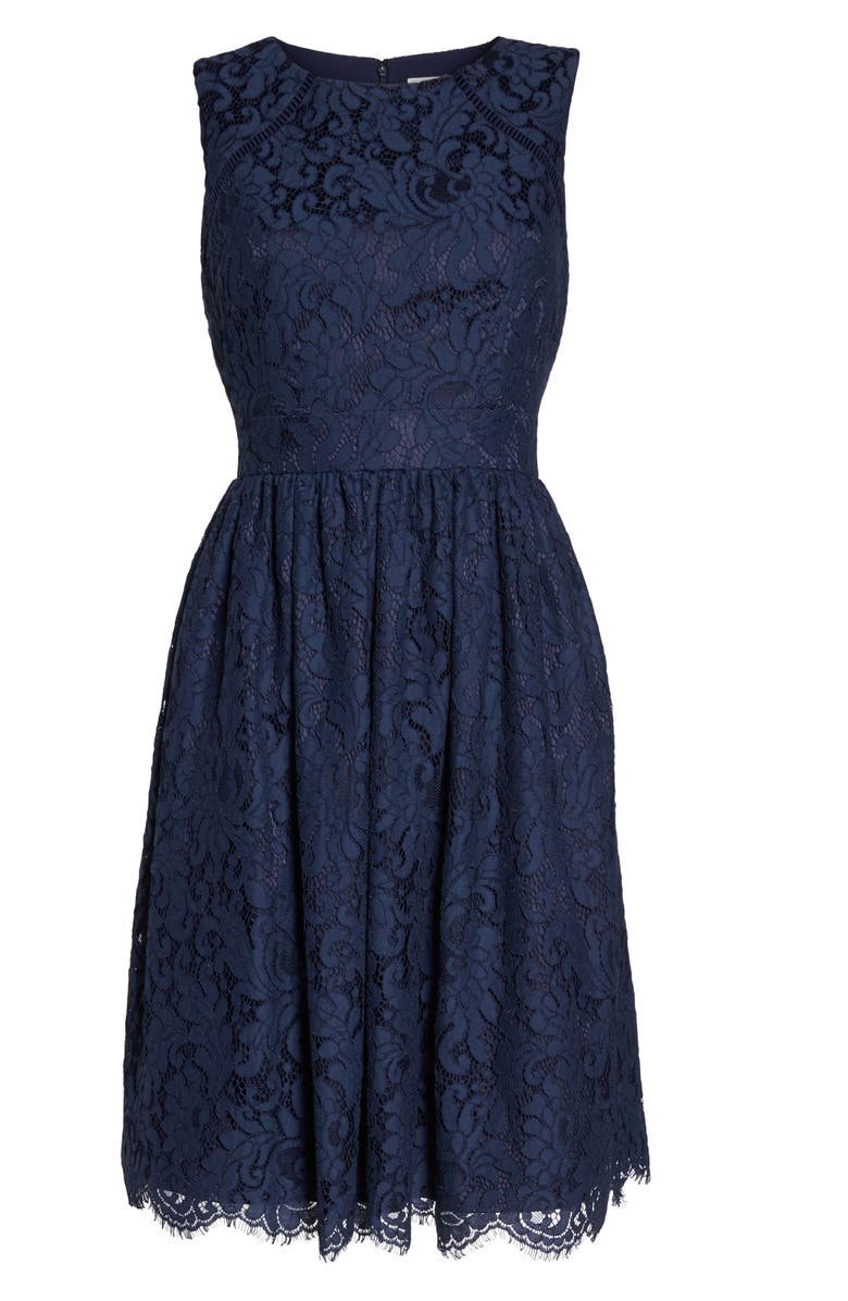 Eliza J Sleeveless Lace Fit & Flare Dress, Alternate, color, 