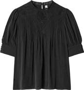 & Other Stories Embroidered Pintuck Lace Top