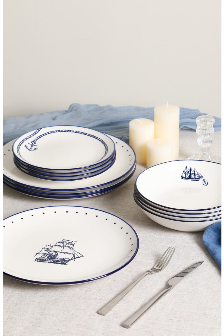 Knox Porcelain 12-Piece Dinnerware Set, Alternate, color, Blue