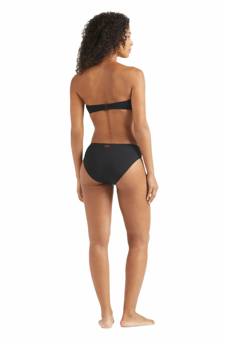 Women's Solid Midi Brief Bikini Bottom, Alternate, color, NOIR