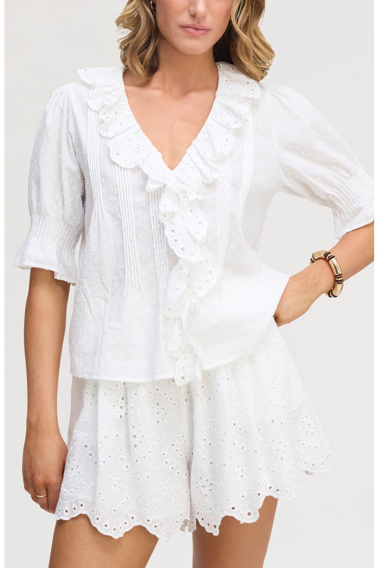 Flounce Ruffle Cotton Top, Main, color, BRIGHT WHITE