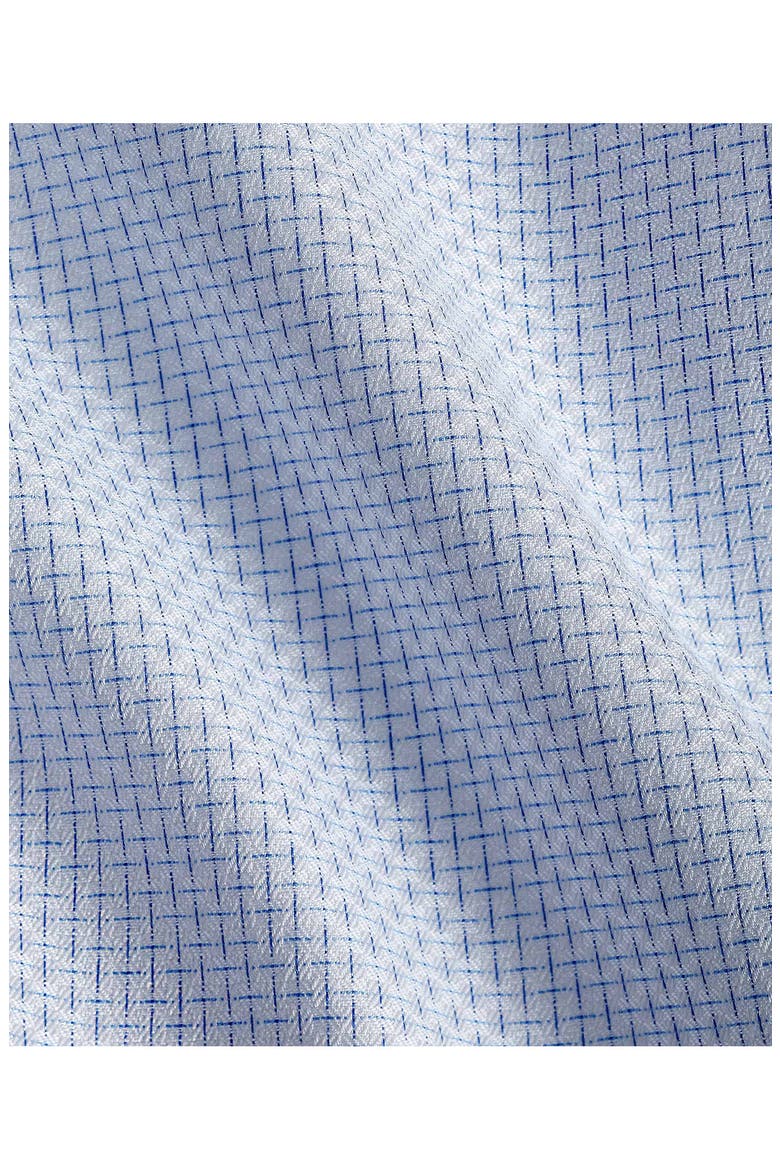 Trim Fit Microgrid Cotton Dobby Dress Shirt, Alternate, color, WHITE/ BLUE