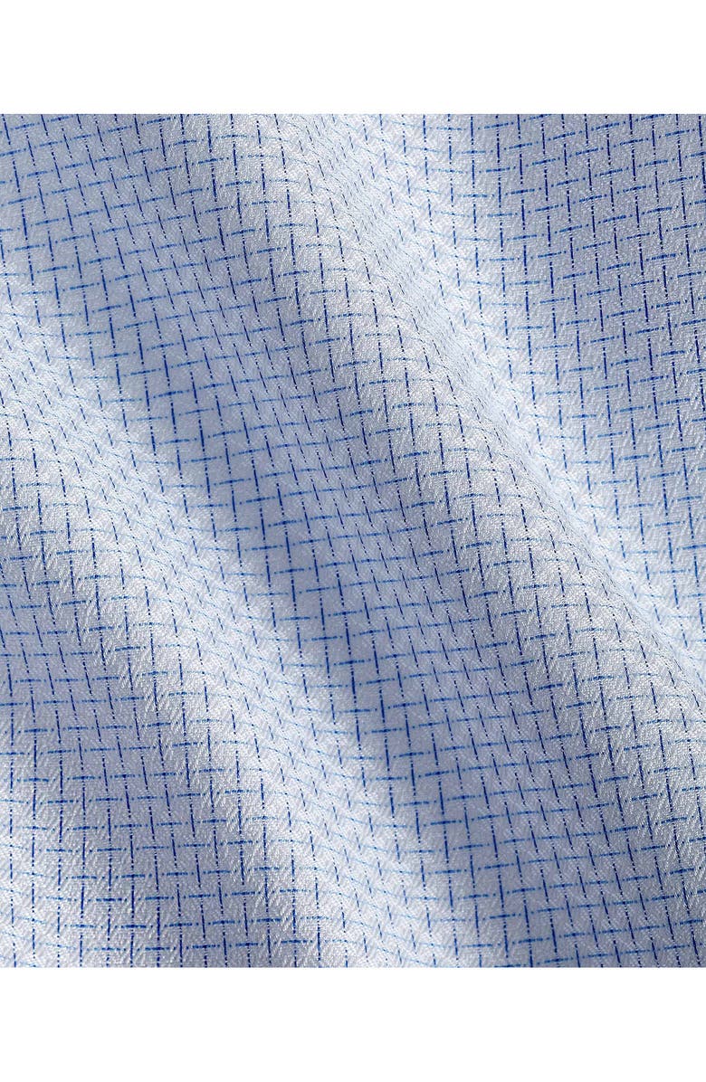 David Donahue Trim Fit Microgrid Cotton Dobby Dress Shirt, Alternate, color, White/ Blue